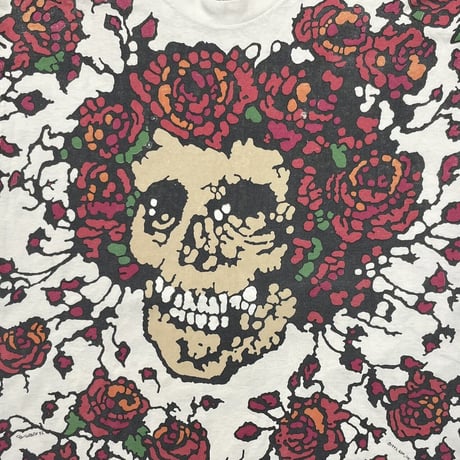 GRATEFUL DEAD 1992 ROSE SKULL OVP WHITE LIQUID BLUE XL 8150