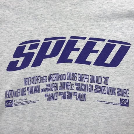SPEED MOVIE PROMO BLUE TEXT ASH GREY FRUIT OF THE LOOM LARGE 6216