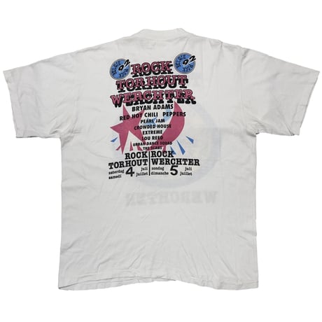 ROCK TORHOUT WERCHTER 1992 guest RED HOT CHILI PEPPERS PEARL JAM WHITE FITS XL 0904