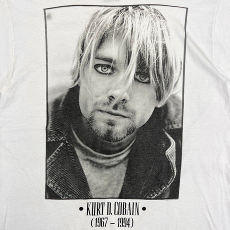 NIRVANA KURT COBAIN MEMORIAL MONOCHROME PORTRAIT WHITE GIANT by TULTEX XL 8370