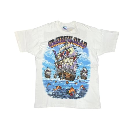 GRATEFUL DEAD 1993 SHIP OF FOOLS SKULL PIRATES WHITE LIQUID BLUE XL 1568