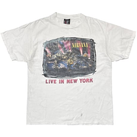 NIRVANA 1995 LIVE IN NEW YORK WHITE GIANT by TULTEX XL 3958