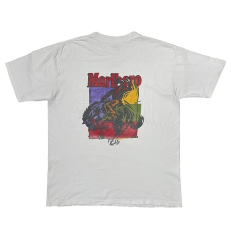Marlboro WILD HORSE WOODBLOCK PRINT POCKET TEE WHITE FITS XL 9973