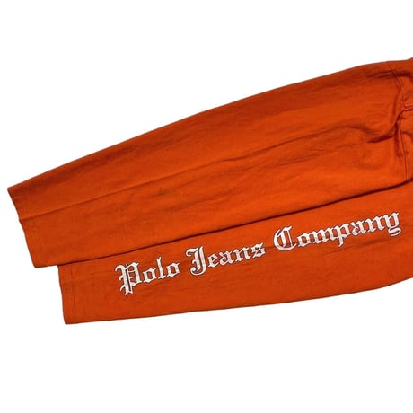 RALPH LAUREN POLO JEANS OLD ENGLISH LOGO LS ORANGE LARGE 4119
