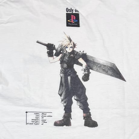 FINAL FANTASY 7 CLOUD ONLY ON PLAYSTATION WHITE ONEITA XL 3249