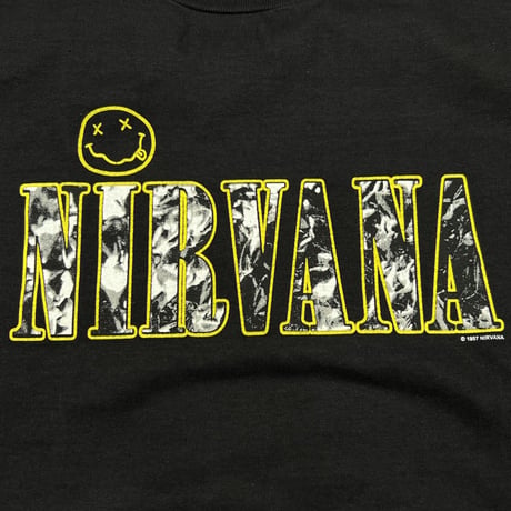 NIRVANA LOGO TEE SMILE YELLOW BLACK FITS XL 5801