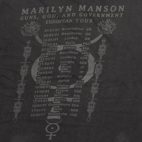 MARILYN MANSON HOLY WOOD GUNS GOD AND GOVERNMENT EUROPEAN TOUR FITS LARGE 3604