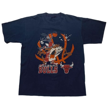 LOONEY TUNES CHICAGO BULLS BUGS BUNNY & TAZMANIAN DEVIL NAVY FITS XL 6647