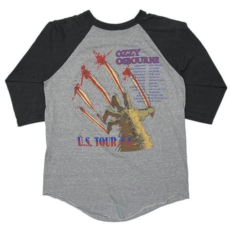 OZZY OSBOURNE US TOUR 84 RAGLAN BLACK GREY LARGE 2473