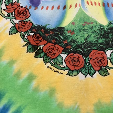 GRATEFUL DEAD LIQUID BLUE SCARLET FIRE DOUBLE SIDE TIE DYE WHITE LARGE