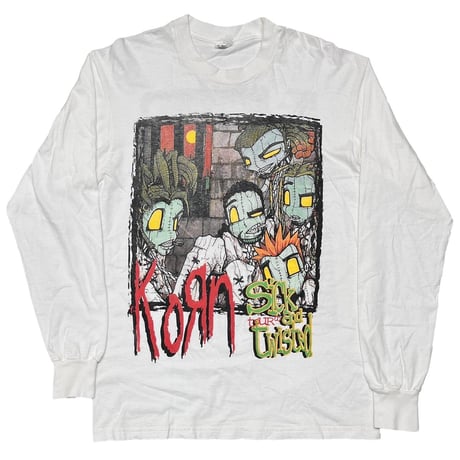 KORN SICK AND TWISTED TOUR 00 BOOTLEG LS WHITE LARGE 0677