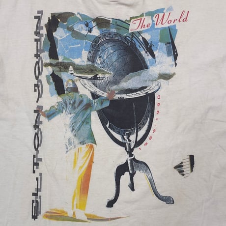 ELTON JOHN 1989 THE WORLD TOUR TEE WHITE HANES XL 6537