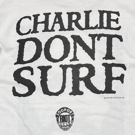 OLD & VINTAGE CHAELES MANSON ZOO PORT 1991 CHARLIE DON'T SURF WHITE FITS MEDIUM 6835