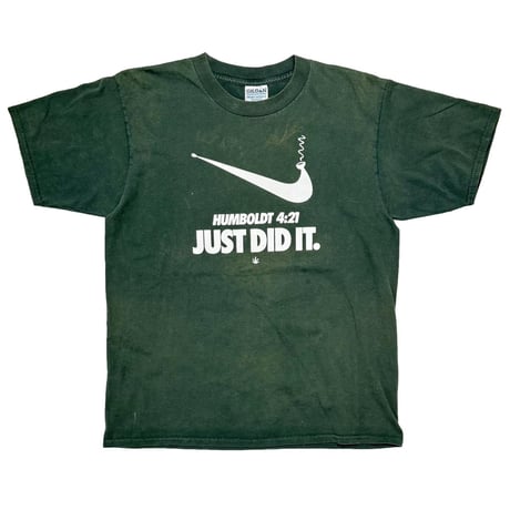 OLD & VINTAGE JUST DID IT HUMBOLDT 4:21 NIKE PARODY GREEN GILDAN LARGE 7597