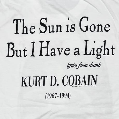 NIRVANA KURT COBAIN MEMORIAL SUN IS GONE WHITE FITS XL 6990