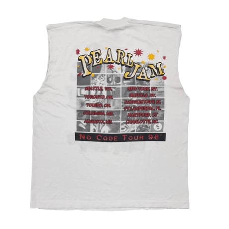 PEARL JAM NO CODE TOUR 1996 SLEEVE LESS WHITE XL 0586