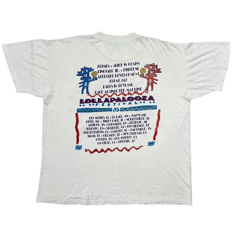 ALICE IN CHAINS LOLLAPALOOZA 1993 WHITE FITS XL ALICE IN CHAINS LOLLAPALOOZA 1993 WHITE FITS XL