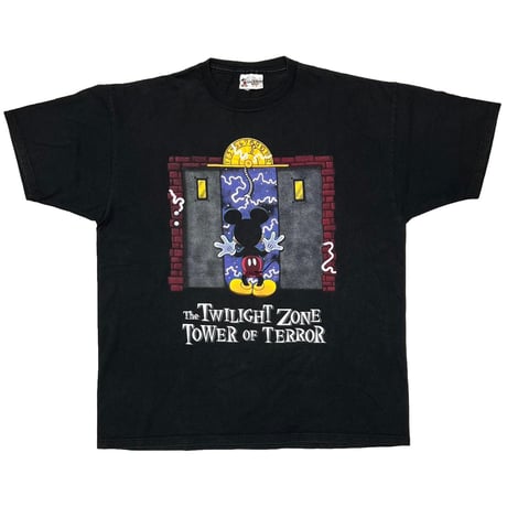 DISNEY VINTAGE MICKEY THE TWILIGHT ZONE TOWER OF TERROR DOUBLE SIDE BLACK LARGE 7199