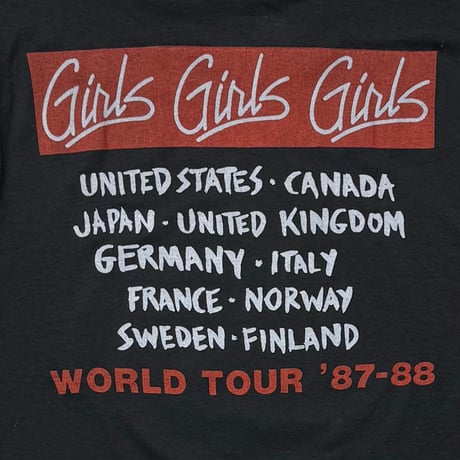 MOTLEY CRUE 1987 GIRLS GIRLS GIRLS WORLD '87-88 FITS MEDIUM 1076