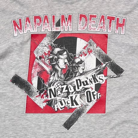 NAPALM DEATH 1993 NAZI PUNKS FUCK OFF GREY FITS XL-XXL 8401