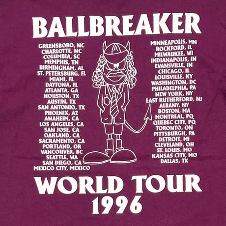 AC/DC BALL BREAKER WORLD TOUR 1996 BURGUNDY ANVIL XL 6314