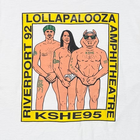 LOLLAPALOOZA 1992 RED HOT CHILI PEPPERS BOOTLEG WHITE FRUIT OF THE LOOM XL 0212