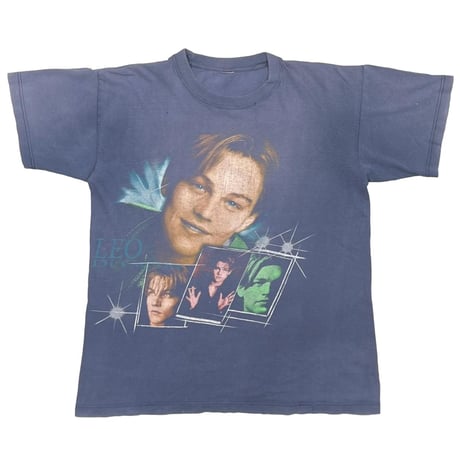 LEONARDO DICAPRIO BOOTLEG MULTI FACE PRINT FADED BLUE FITS LARGE 2032
