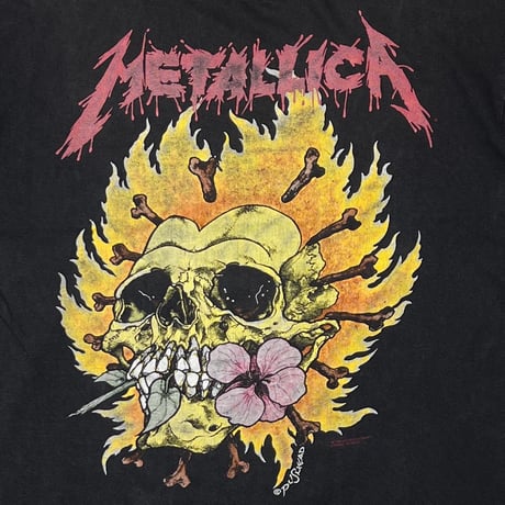METALLICA PUSHEAD 1994 FLAMING FLOWER SKULL FITS XL 6534