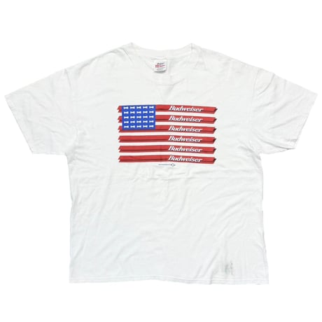 [MORE SALE] Budweiser 1999 AMERICAN FLAG LOGO WHITE Stedman by Hanes XL 5880