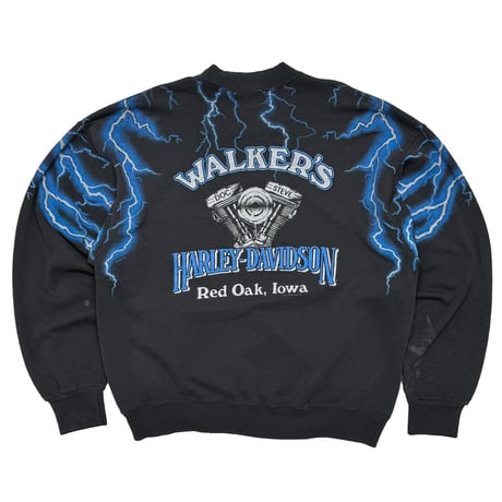 HARLEY DAVIDSON BLUE THUNDER & LIGHTNING OVP WALKER'S RED OAK CREWNECK SWEAT XL 7675