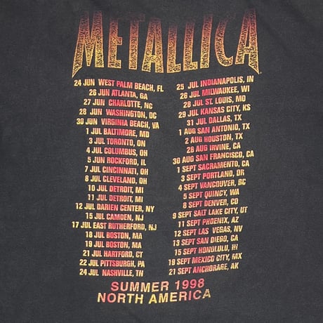 METALLICA SUMMER 1998 NORTH AMERICA TOUR giant XL 7757
