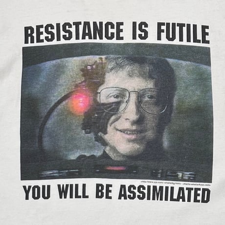 OLD&VINATGE BILL GATES PARODY RESISTANCE IS FUTILE WHITE HANES XL 1395