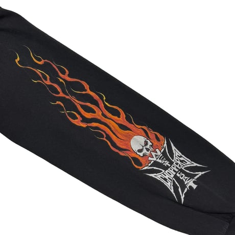 WEST COAST CHOPPERS FLAMING ARM SKULL RED CROSS LS LARGE 8600