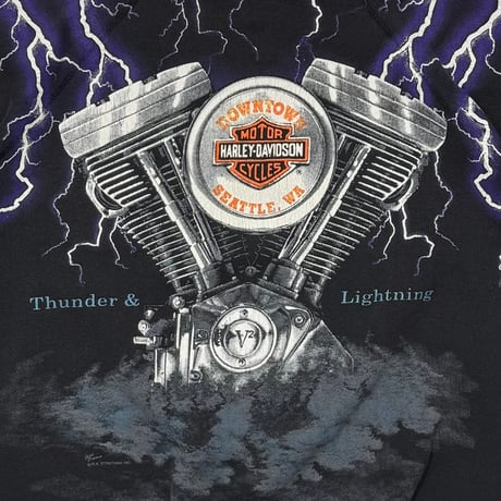 HARLEY DAVIDSON THUNDER & LIGHTNING PURPLE CREWNECK SWEAT HANES XXL 7643