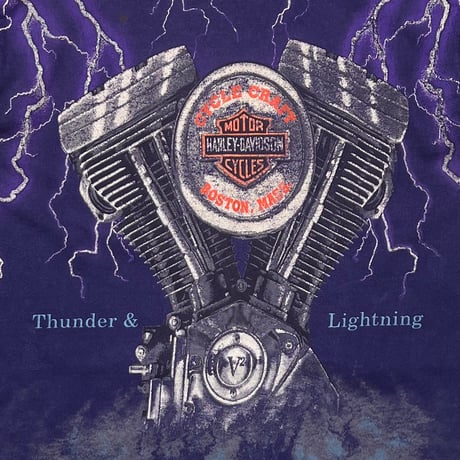 HARLEY DAVIDSON THUNDER & LIGHTNING PURPLE HANES MEDIUM 0656