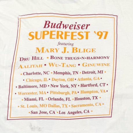 Budweiser SUPER FEST '97 MUSIC FESTIVAL BOOTLEG WHITE XL 9477