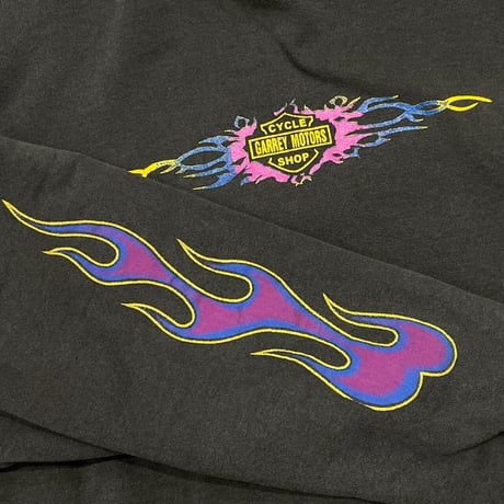 GARREY MOTORS CYCLE SHOP HARLEY DAVIDSON PARODY FLAME HOODED SWEATSHIRT 2XL 4092