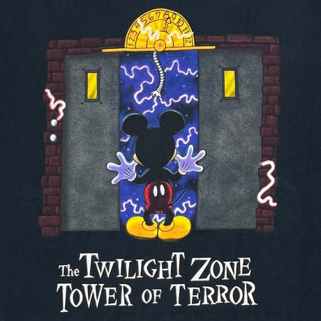 DISNEY VINTAGE MICKEY THE TWILIGHT ZONE TOWER OF TERROR DOUBLE SIDE BLACK XL 5105