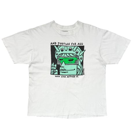 OLD&VINTAGE AND JUSTICE FOR ALL WHITE ONEITA LARGE 6777