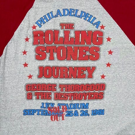 ROLLING STONES 1981 TOUR RAGLAN GREY/RED FITS LARGE 3380