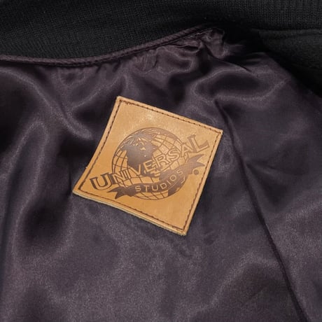 LAST OF STORE 90S JURASSIC PARK REAL LEATHER VARSITY JACKET MEDIUM 1877