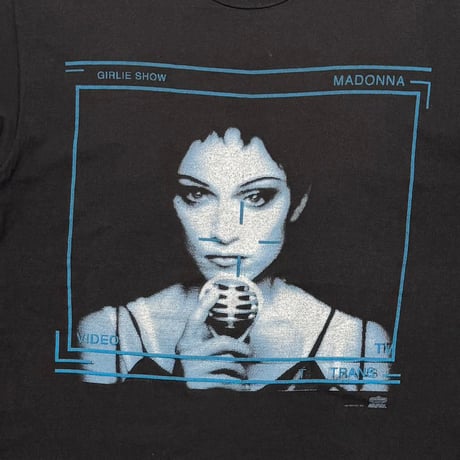 MADONNA THE GIRLIE SHOW BLUE PORTRAIT PRINT HANES LARGE 1311