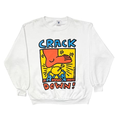 KEITH HARING CRANK DOWN! CREWNECK SWEAT WHITE DELTA XXL 5436