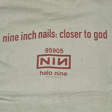 NINE INCH NAILS 1994 CLOSER TO GOD HALO NINE SAGE GREEN HANES LARGE 8054