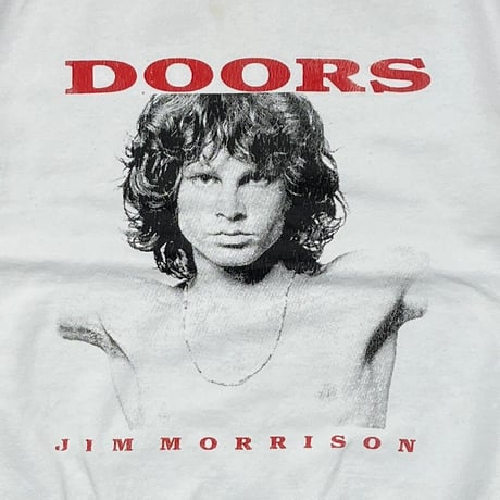THE DOORS JIM MORRISON RED TEXT PORTRAIT CREWNECK SWEAT WHITE SCREEN STARS LARGE 7350