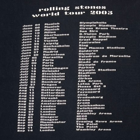 ROLLING STONES WORLD TOUR 02-03 JERZEES XXL 1546