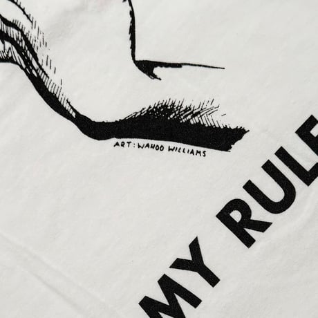 BLACK FLAG MY RULES HAND SIGN WHITE Hanes FITS LARGE 9742