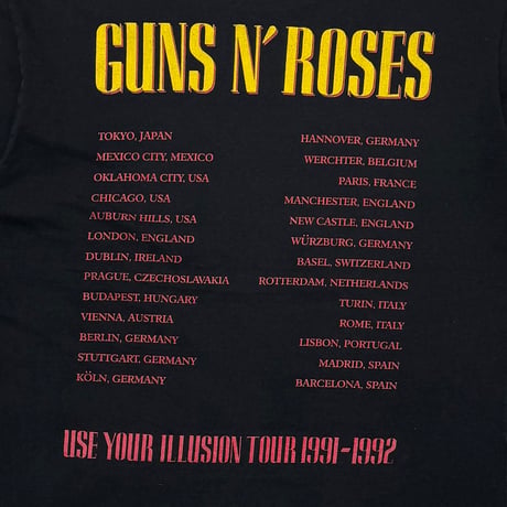 GUNS N' ROSES CROSS SKULL USE YOUR ILLUSION TOUR 1991-1992 EURO FITS XL 5541