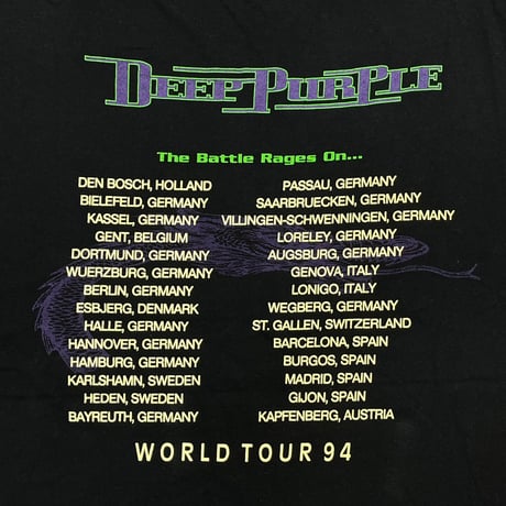 DEEP PURPLE DRAGON WORLD TOUR 1994 FITS XL 3590