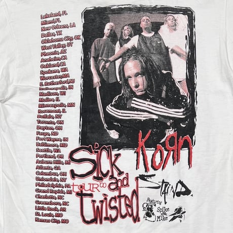 KORN SICK AND TWISTED TOUR 00 BOOTLEG LS WHITE LARGE 0677
